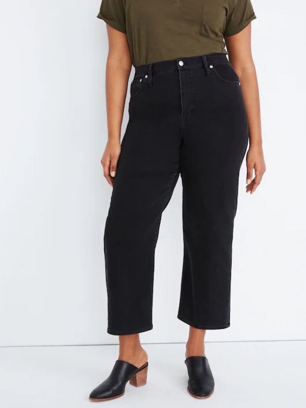 Madewell Slim Wide Leg Jeans Black Lunar Wash Comfort Stretch High Rise Size 24